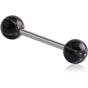 SURGICAL STEEL BARBELL WITH UV STAR BALL