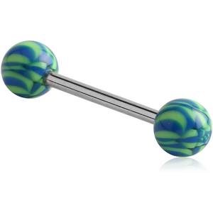 SURGICAL STEEL BARBELL WITH UV KALIEDOSCOPE BALL