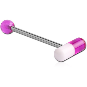SURGICAL STEEL BARBELL WITH UV ACRYLIC CAPSULE
