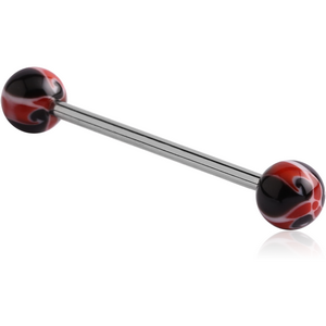 SURGICAL STEEL BARBELL WITH UV ACRYLIC FLOWER BALL