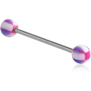 SURGICAL STEEL BARBELL WITH UV ACRYLIC CHECKER BALL