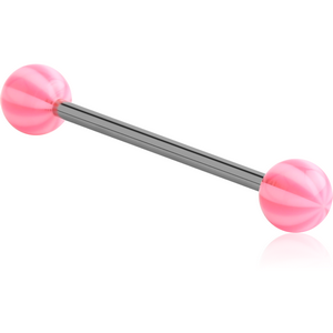 SURGICAL STEEL BARBELL WITH UV MULTI-STRIPE BALL