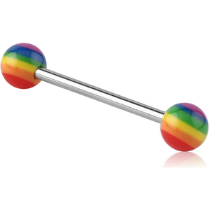 SURGICAL STEEL BARBELL WITH UV RAINBOW BALL