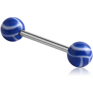 SURGICAL STEEL BARBELL WITH ACRYLIC VOLLEYBALL