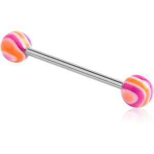 SURGICAL STEEL BARBELL WITH UV WAVE CANDY BALL