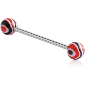 SURGICAL STEEL BARBELL WITH UV WAVE CANDY BALL