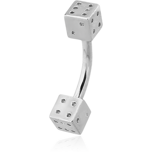 SURGICAL STEEL CURVED BARBELL WITH DICES