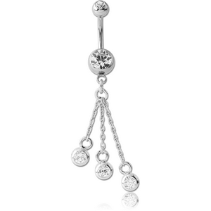 SURGICAL STEEL DOUBLE JEWELLED NAVEL BANANA WITH CHARM
