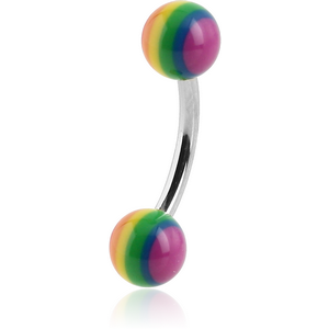 SURGICAL STEEL CURVED BARBELL WITH UV RAINBOW BALL