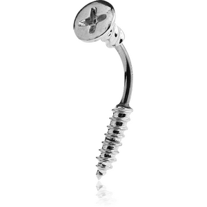 RHODIUM PLATED BRASS JEWELLED NAVEL BANANA - SCREW TWO-SIDED