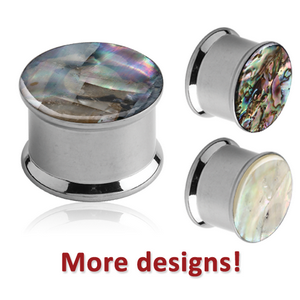 SURGICAL STEEL SYNTHETIC MOTHER OF PEARL BOX PLUG