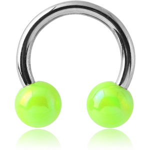 SURGICAL STEEL CIRCULAR BARBELL WITH AB COATED NEON BALLS