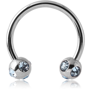 SURGICAL STEEL CIRCULAR BARBELL WITH MULTI JEWELED BALLS