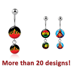 SURGICAL STEEL ROUND CUP PICTURE NAVEL BANANA WITH PICTURE CHARM