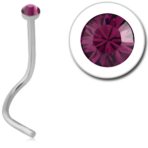 SURGICAL STEEL FLAT PREMIUM CRYSTAL JEWELLED CURVED NOSE STUD
