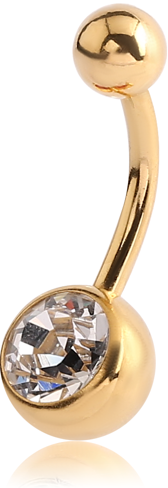 GOLD PVD 18K COATED SURGICAL STEEL OPTIMA CRYSTAL NAVEL BANANA