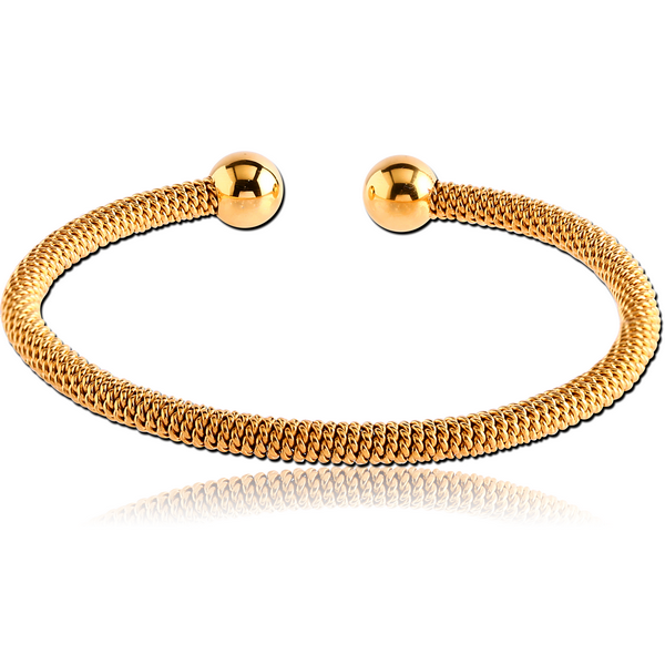 GOLD PVD 18K COATED SURGICAL STEEL TWISTED WIRE BANGLE