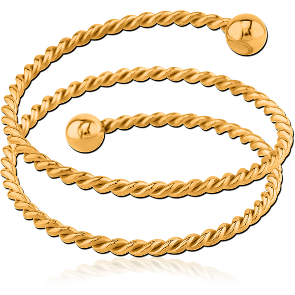 GOLD PVD 18K COATED SURGICAL STEEL TWISTED WIRE BANGLE