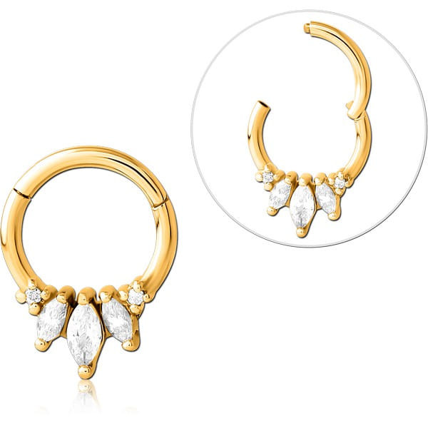 GOLD SURGICAL STEEL JEWELLED HINGED SEGMENT RING