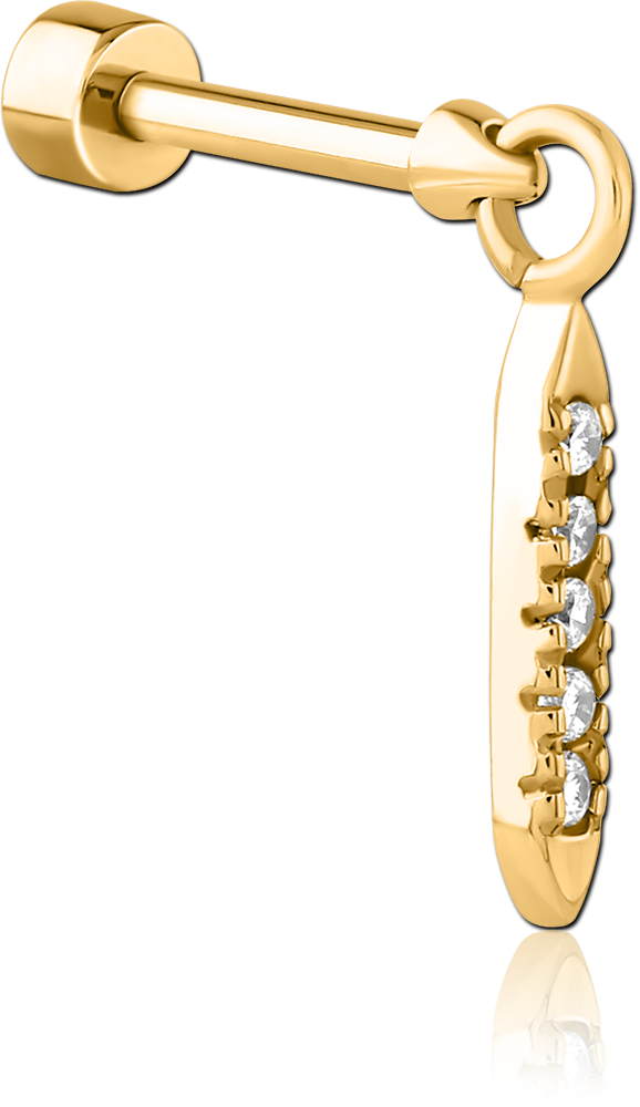 GOLD PVD COATED SURGICAL STEEL JEWELLED TRAGUS MICRO BARBELL