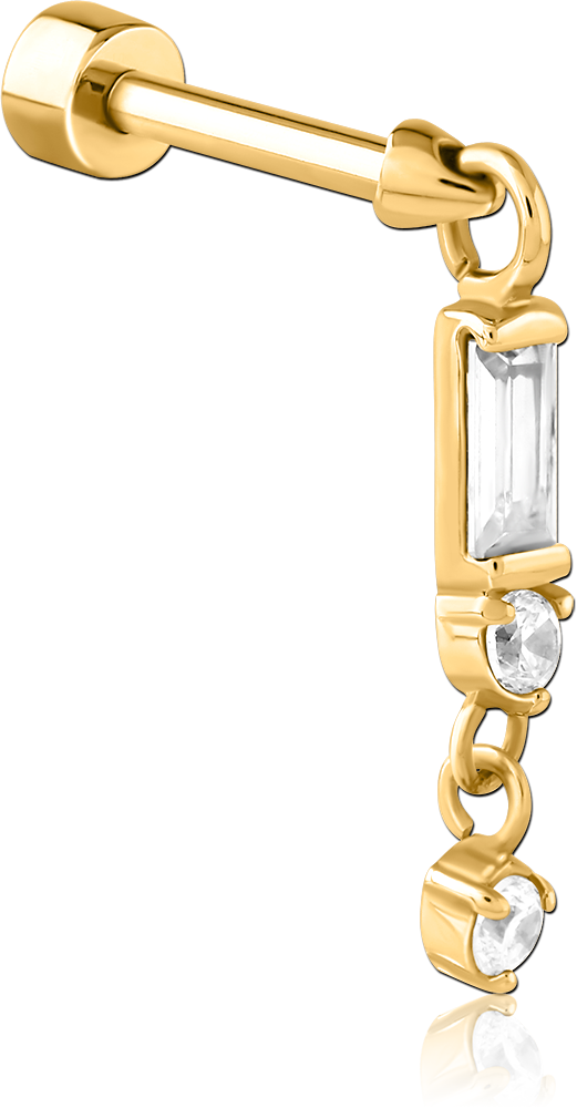 GOLD PVD COATED SURGICAL STEEL JEWELLED TRAGUS MICRO BARBELL