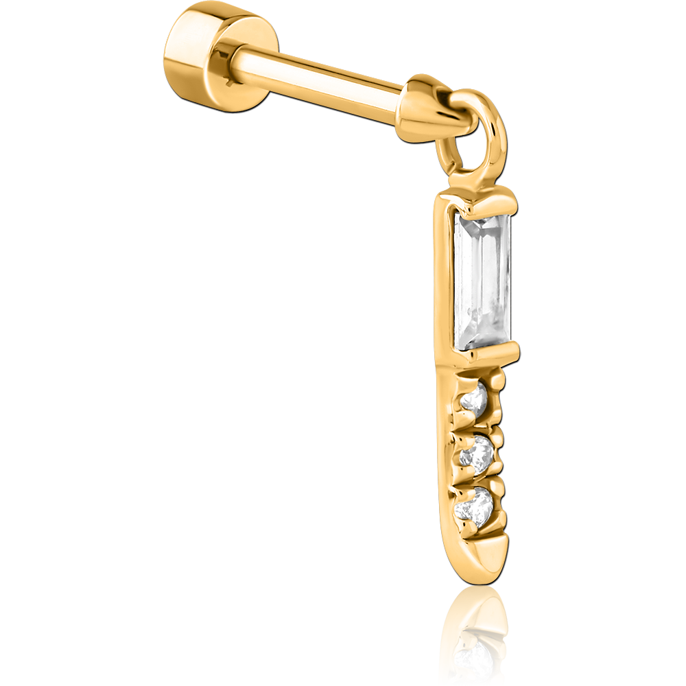 GOLD PVD COATED SURGICAL STEEL JEWELLED TRAGUS MICRO BARBELL