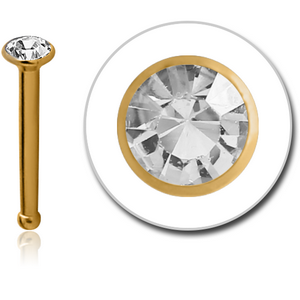 GOLD PVD COATED SURGICAL STEEL JEWELLED NOSE BONE WITH SET STONE