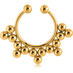 GOLD PVD COATED SURGICAL STEEL FAKE SEPTUM RING - 15 BALLS
