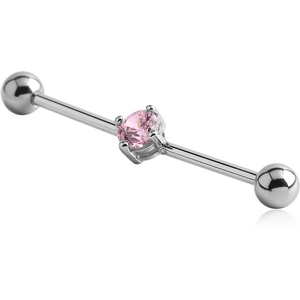 SURGICAL STEEL PRONG SET JEWELLED INDUSTRIAL BARBELL
