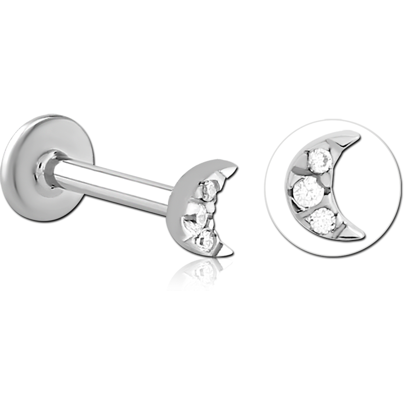 SURGICAL STEEL INTERNALLY THREADED JEWELLED MICRO LABRET