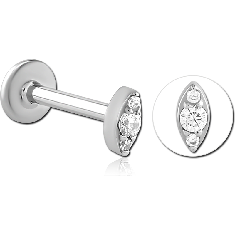 SURGICAL STEEL INTERNALLY THREADED JEWELLED MICRO LABRET