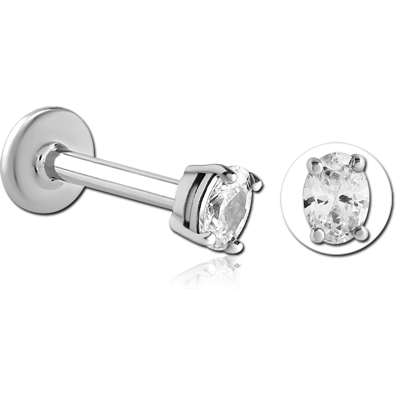 SURGICAL STEEL INTERNALLY THREADED JEWELLED MICRO LABRET