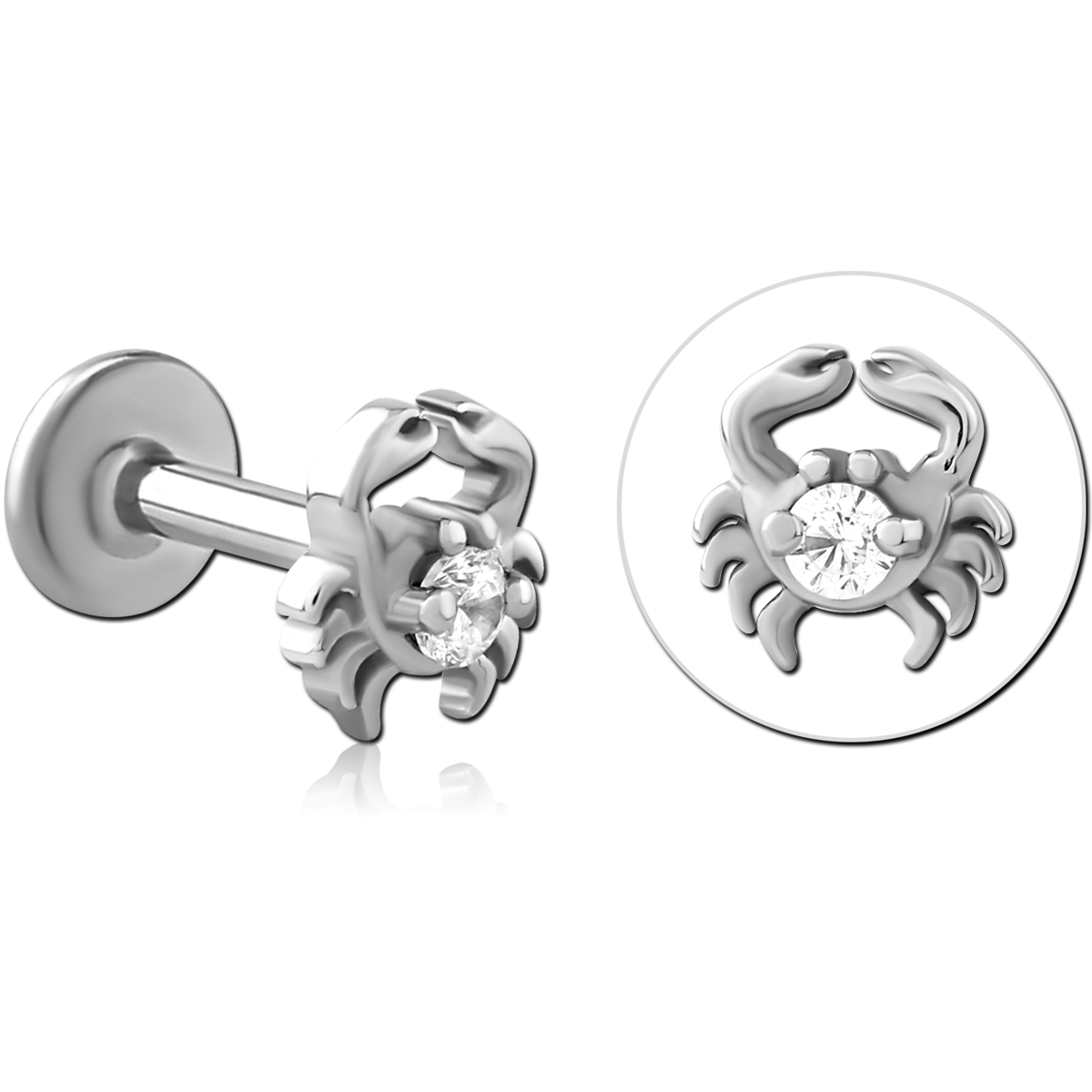SURGICAL STEEL INTERNALLY THREADED JEWELLED MICRO LABRET