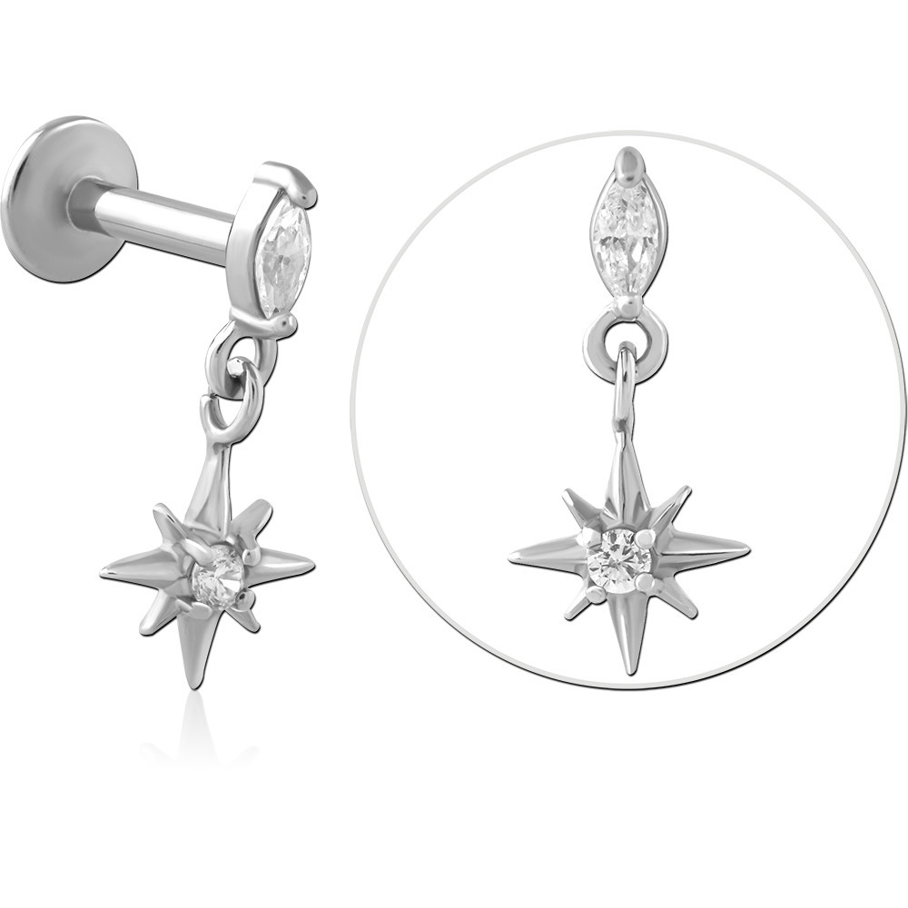 SURGICAL STEEL INTERNALLY THREADED JEWELLED MICRO LABRET