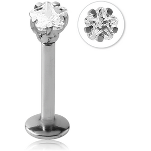 SURGICAL STEEL INTERNALLY THREADED FLOWER PRONG SET JEWELLED MICRO LABRET