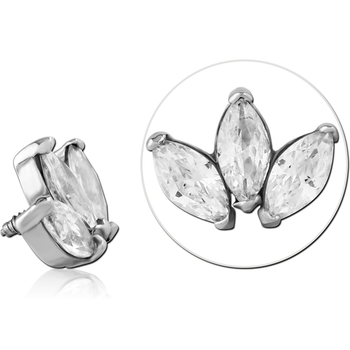 SURGICAL STEEL JEWELLED MICRO ATTACHMENT FOR 1.2MM INTERNALLY THREADED PINS