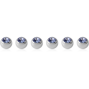 PACK OF 6 SURGICAL STEEL SWAROVSKI CRYSTAL JEWELLED MICRO BALLS