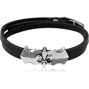 SURGICAL STEEL KOOL KATANA BRACELET WITH LEATHER - FLEUR DE LIS