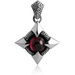 SURGICAL STEEL KOOL KATANA PENDANT WITH GARNET