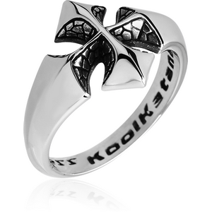SURGICAL STEEL KOOL KATANA RING - CROSS