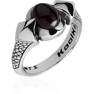 SURGICAL STEEL KOOL KATANA RING WITH GARNET