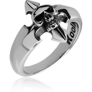SURGICAL STEEL KOOL KATANA RING - SKULL ON SPIKE