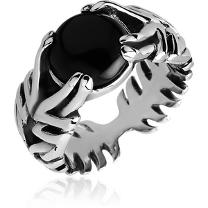 SURGICAL STEEL KOOL KATANA RING WITH ONYX - CENTIPEDE