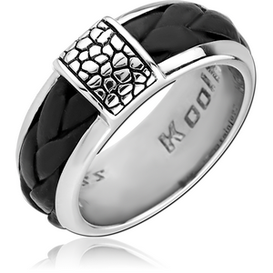 SURGICAL STEEL KOOL KATANA RING WITH LEATHER