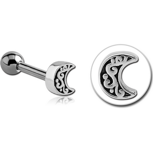 SURGICAL STEEL TRAGUS MICRO BARBELL - CRECENT