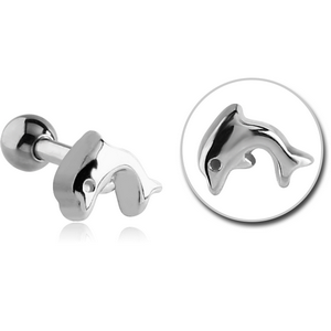 SURGICAL STEEL TRAGUS MICRO BARBELL - DOLPHIN