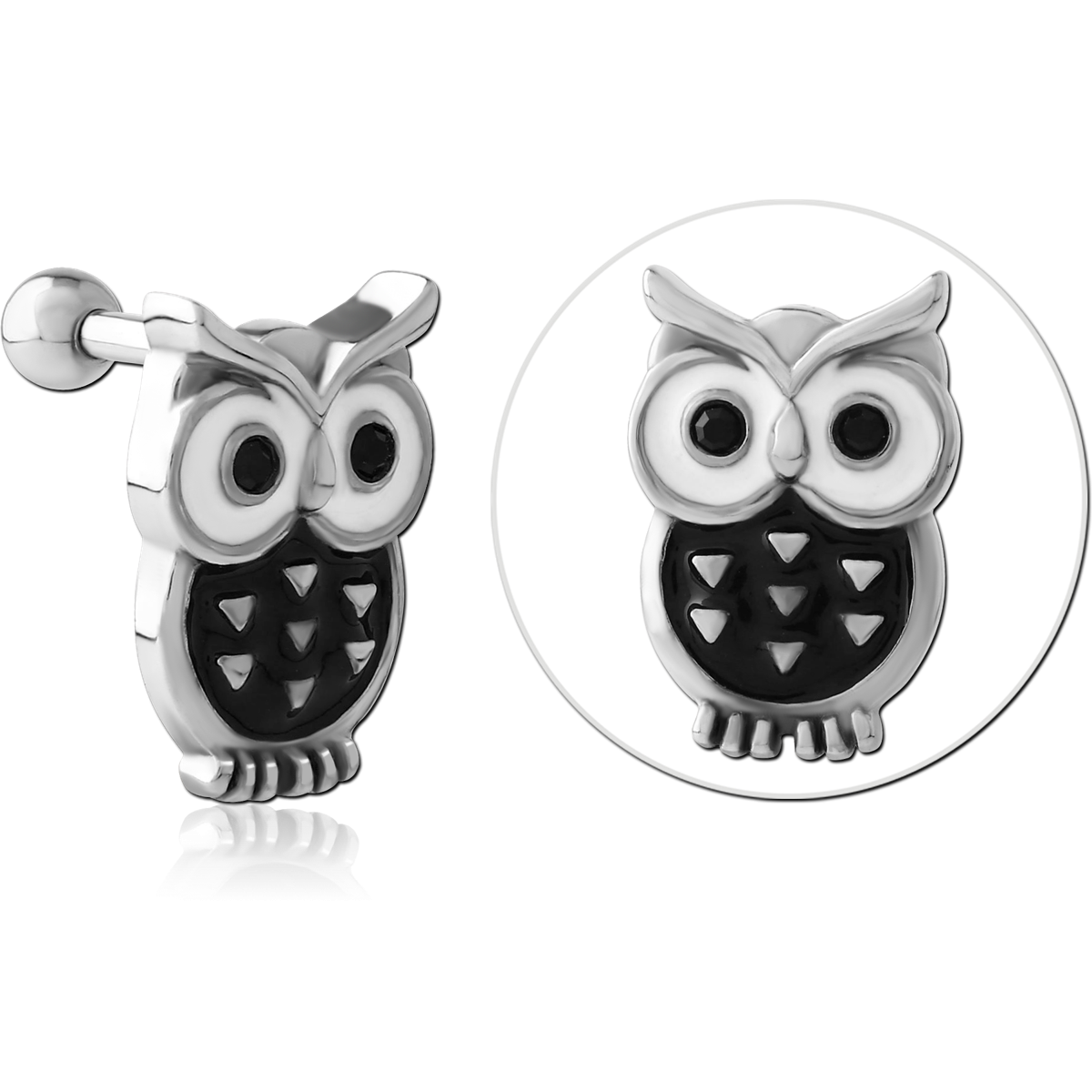 SURGICAL STEEL JEWELLED TRAGUS MICRO BARBELL - OWL