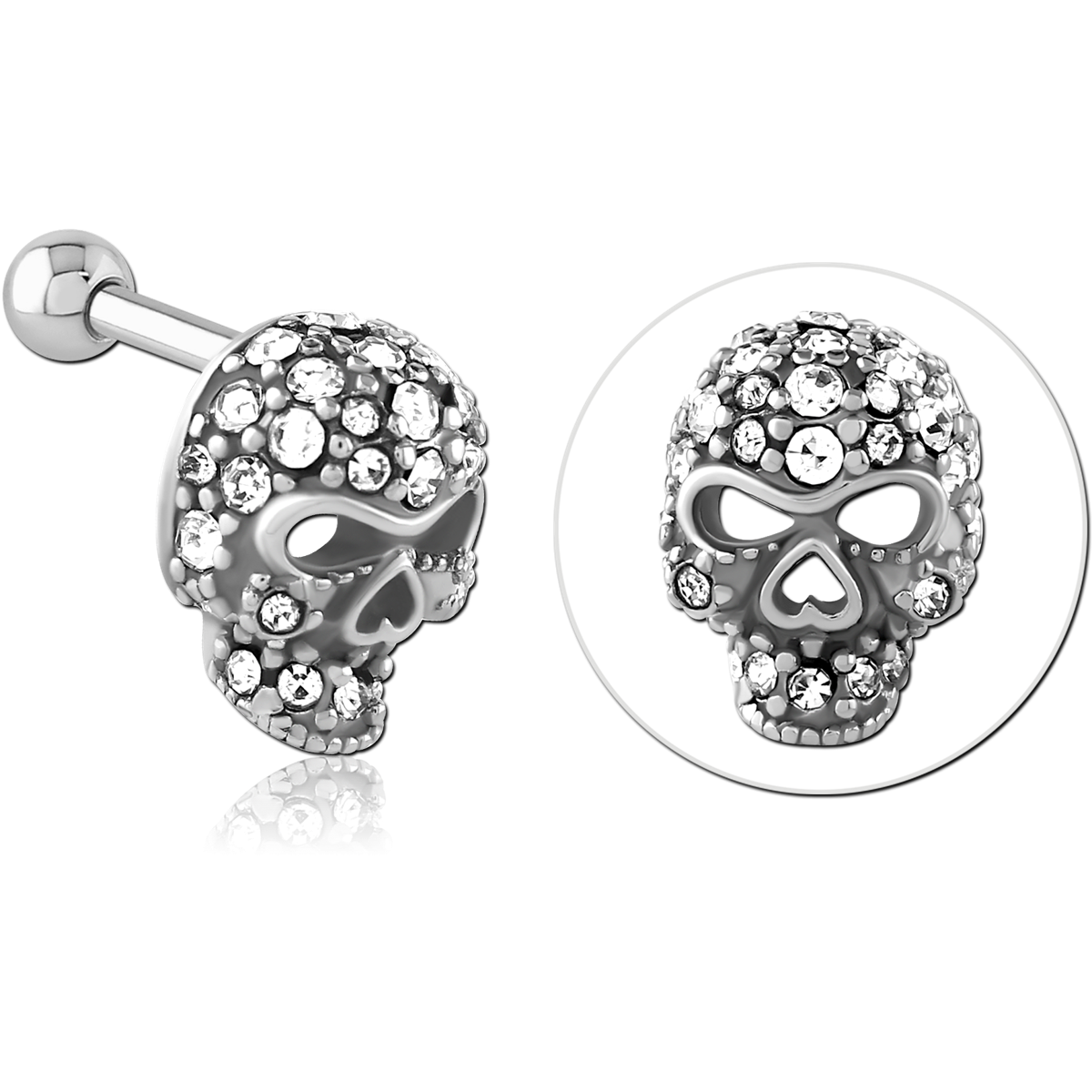 SURGICAL STEEL JEWELLED TRAGUS MICRO BARBELL
