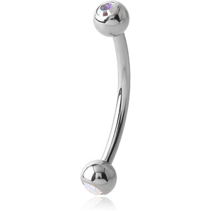 SURGICAL STEEL DOUBLE JEWELLED CURVED MICRO BARBELL