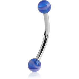 SURGICAL STEEL CURVED MICRO BARBELL UV ACRYLIC MARBLE BALLS